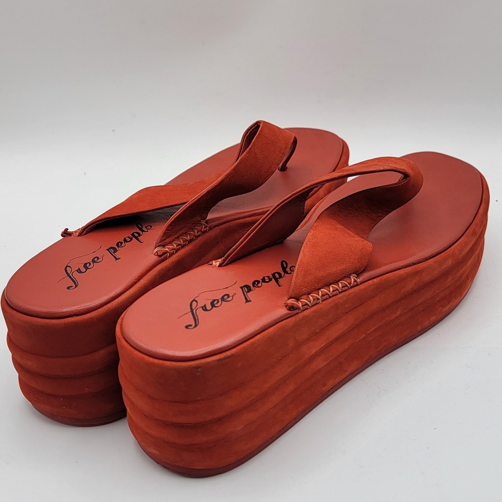 Free People Womens Red Suede Platform Thong Sandals Size 40 0003201894 - Picture 7 of 10